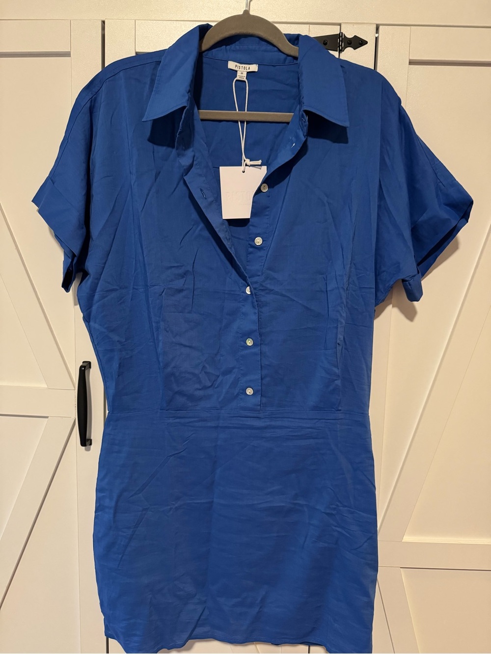 Pistola Cobalt Button-Down Shirt Dress